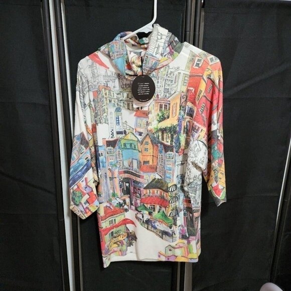 Inoah NWT Dolman  XS Village Pattern Cowl Neck Pullover - Picture 4 of 11